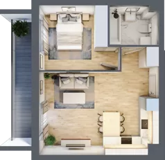 2 pokoje, mieszkanie 40,86 m², piętro 2, oferta nr E2/H/08, Orawska Vita III, Wrocław, Ołtaszyn, Krzyki, ul. Orawska
