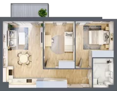 3 pokoje, mieszkanie 58,47 m², piętro 1, oferta nr E2/F/13, Orawska Vita III, Wrocław, Ołtaszyn, Krzyki, ul. Orawska