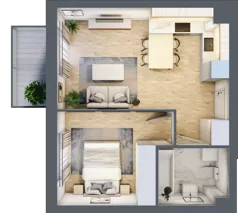 2 pokoje, mieszkanie 37,26 m², piętro 2, oferta nr E1/D/07, Orawska Vita III, Wrocław, Ołtaszyn, Krzyki, ul. Orawska