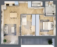 3 pokoje, mieszkanie 61,84 m², piętro 1, oferta nr A1/01/22, WUWA Vita II, Wrocław, Żerniki, Fabryczna, ul. T. Brzozy