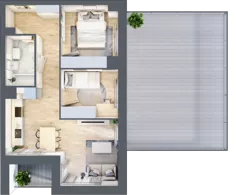 3 pokoje, mieszkanie 49,45 m², piętro 1, oferta nr B1/01/07, WUWA Vita II, Wrocław, Żerniki, Fabryczna, ul. T. Brzozy