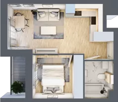 2 pokoje, mieszkanie 34,93 m², piętro 1, oferta nr B2/01/08, WUWA Vita II, Wrocław, Żerniki, Fabryczna, ul. T. Brzozy