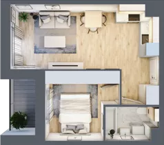 2 pokoje, mieszkanie 37,53 m², piętro 3, oferta nr B2/03/40, WUWA Vita II, Wrocław, Żerniki, Fabryczna, ul. T. Brzozy