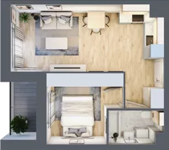 2 pokoje, mieszkanie 37,54 m², piętro 3, oferta nr B2/03/36, WUWA Vita II, Wrocław, Żerniki, Fabryczna, ul. T. Brzozy