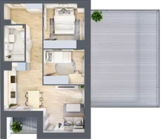 3 pokoje, mieszkanie 49,45 m², piętro 1, oferta nr B3/01/07, WUWA Vita II, Wrocław, Żerniki, Fabryczna, ul. T. Brzozy