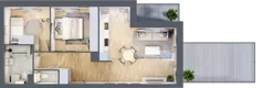 3 pokoje, mieszkanie 59,43 m², piętro 1, oferta nr B3/01/06, WUWA Vita II, Wrocław, Żerniki, Fabryczna, ul. T. Brzozy