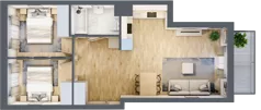 3 pokoje, mieszkanie 53,82 m², piętro 1, oferta nr H.053, City Vibe etap VI, Kraków, Podgórze, Płaszów, ul. Myśliwska