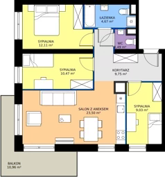 4 pokoje, mieszkanie 71,02 m², piętro 1, oferta nr M2/1/1/14, Przy Parku Vita, Wrocław, Tarnogaj, Krzyki, ul. Międzyleska 2