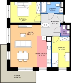 3 pokoje, mieszkanie 66,85 m², piętro 1, oferta nr M2/3/1/13, Przy Parku Vita, Wrocław, Tarnogaj, Krzyki, ul. Międzyleska 2