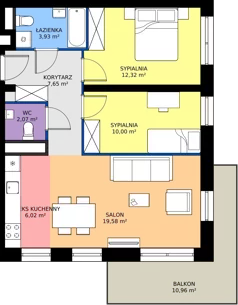 3 pokoje, mieszkanie 61,57 m², piętro 5, oferta nr M2/1/5/53, Przy Parku Vita, Wrocław, Tarnogaj, Krzyki, ul. Międzyleska 2