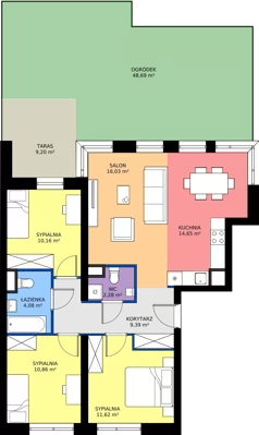 4 pokoje, mieszkanie 79,07 m², parter, oferta nr M2/2/0/01, Przy Parku Vita, Wrocław, Tarnogaj, Krzyki, ul. Międzyleska 2