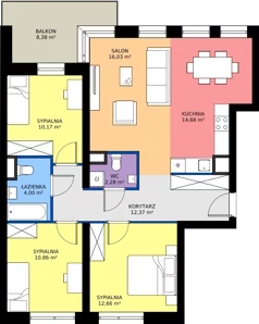4 pokoje, mieszkanie 83,05 m², piętro 1, oferta nr M2/2/1/04, Przy Parku Vita, Wrocław, Tarnogaj, Krzyki, ul. Międzyleska 2