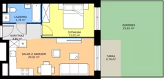 2 pokoje, mieszkanie 39,16 m², parter, oferta nr M2/1/0/02, Przy Parku Vita, Wrocław, Tarnogaj, Krzyki, ul. Międzyleska 2