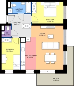 3 pokoje, mieszkanie 66,85 m², piętro 1, oferta nr M2/3/1/14, Przy Parku Vita, Wrocław, Tarnogaj, Krzyki, ul. Międzyleska 2