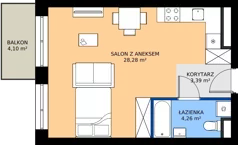 1 pokój, mieszkanie 35,93 m², piętro 1, oferta nr M2/1/1/17, Przy Parku Vita, Wrocław, Tarnogaj, Krzyki, ul. Międzyleska 2