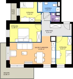 4 pokoje, mieszkanie 66,68 m², piętro 5, oferta nr M2/1/5/54, Przy Parku Vita, Wrocław, Tarnogaj, Krzyki, ul. Międzyleska 2