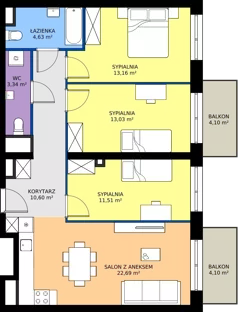 4 pokoje, mieszkanie 78,96 m², piętro 1, oferta nr M2/3/1/15, Przy Parku Vita, Wrocław, Tarnogaj, Krzyki, ul. Międzyleska 2