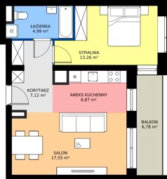 2 pokoje, mieszkanie 49,79 m², piętro 1, oferta nr M2/3/1/17, Przy Parku Vita, Wrocław, Tarnogaj, Krzyki, ul. Międzyleska 2