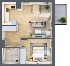 2 pokoje, mieszkanie 46,74 m², piętro 2, oferta nr BE0201, Viva Cité, Warszawa, Bemowo, Chrzanów, ul. Podgrodzie