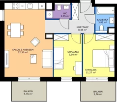 3 pokoje, mieszkanie 63,51 m², piętro 2, oferta nr BA0204, Viva Cité, Warszawa, Bemowo, Chrzanów, ul. Podgrodzie