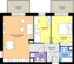 3 pokoje, mieszkanie 64,30 m², piętro 2, oferta nr BH0203, Viva Cité, Warszawa, Bemowo, Chrzanów, ul. Podgrodzie