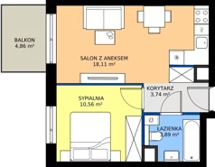 2 pokoje, mieszkanie 36,30 m², piętro 2, oferta nr AA0208, Viva Cité etap II, Warszawa, Bemowo, Chrzanów, ul. Podgrodzie