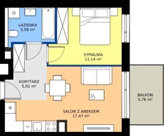 2 pokoje, mieszkanie 39,60 m², piętro 3, oferta nr AA0301, Viva Cité etap II, Warszawa, Bemowo, Chrzanów, ul. Podgrodzie