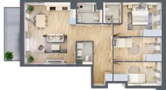 4 pokoje, mieszkanie 82,10 m², piętro 1, oferta nr AD0104, Viva Cité etap II, Warszawa, Bemowo, Chrzanów, ul. Podgrodzie