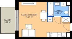 1 pokój, mieszkanie 25,73 m², piętro 2, oferta nr AD0203, Viva Cité etap II, Warszawa, Bemowo, Chrzanów, ul. Podgrodzie