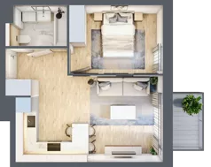2 pokoje, mieszkanie 37,24 m², piętro 3, oferta nr AA0308, Stacja Rembertów, Warszawa, Rembertów, ul. Fiszera 36