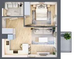 2 pokoje, mieszkanie 37,95 m², piętro 1, oferta nr AA0107, Stacja Rembertów, Warszawa, Rembertów, ul. Fiszera 36