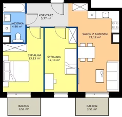 3 pokoje, mieszkanie 57,06 m², piętro 2, oferta nr AB.02.08, Ptasia Vita, Poznań, Grunwald, Grunwald Południe, ul. Ptasia 32