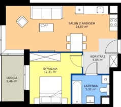 2 pokoje, mieszkanie 47,44 m², piętro 1, oferta nr AA.01.05, Ptasia Vita, Poznań, Grunwald, Grunwald Południe, ul. Ptasia 32