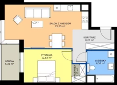 2 pokoje, mieszkanie 55,05 m², piętro 1, oferta nr AB.01.03, Ptasia Vita, Poznań, Grunwald, Grunwald Południe, ul. Ptasia 32