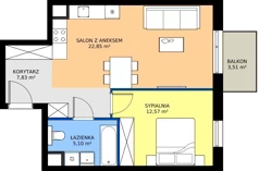 2 pokoje, mieszkanie 48,35 m², piętro 2, oferta nr AA.02.09, Ptasia Vita, Poznań, Grunwald, Grunwald Południe, ul. Ptasia 32