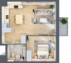 2 pokoje, mieszkanie 49,24 m², piętro 2, oferta nr AA.02.02, Ptasia Vita, Poznań, Grunwald, Grunwald Południe, ul. Ptasia 32