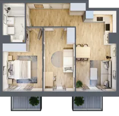 3 pokoje, mieszkanie 56,99 m², piętro 1, oferta nr AB.01.08, Ptasia Vita, Poznań, Grunwald, Grunwald Południe, ul. Ptasia 32