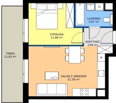 2 pokoje, mieszkanie 41,62 m², piętro 6, oferta nr AB.06.03, Ptasia Vita, Poznań, Grunwald, Grunwald Południe, ul. Ptasia 32