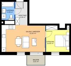 2 pokoje, mieszkanie 42,72 m², piętro 1, oferta nr AA.01.01, Ptasia Vita, Poznań, Grunwald, Grunwald Południe, ul. Ptasia 32