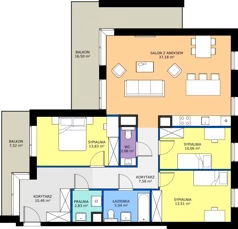 4 pokoje, mieszkanie 102,55 m², piętro 2, oferta nr AB.02.07, Ptasia Vita, Poznań, Grunwald, Grunwald Południe, ul. Ptasia 32