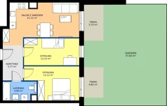 3 pokoje, mieszkanie 57,06 m², parter, oferta nr AB.00.08, Ptasia Vita, Poznań, Grunwald, Grunwald Południe, ul. Ptasia 32