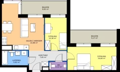 3 pokoje, mieszkanie 65,67 m², piętro 1, oferta nr AB.01.06, Ptasia Vita, Poznań, Grunwald, Grunwald Południe, ul. Ptasia 32