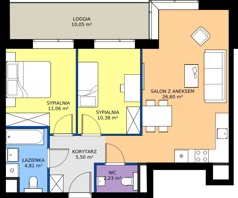 3 pokoje, mieszkanie 60,58 m², piętro 1, oferta nr AB.01.04, Ptasia Vita, Poznań, Grunwald, Grunwald Południe, ul. Ptasia 32