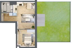 2 pokoje, mieszkanie 44,72 m², parter, oferta nr AA.00.07, Ptasia Vita, Poznań, Grunwald, Grunwald Południe, ul. Ptasia 32