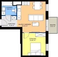 2 pokoje, mieszkanie 41,75 m², piętro 1, oferta nr AA.01.10, Ptasia Vita, Poznań, Grunwald, Grunwald Południe, ul. Ptasia 32