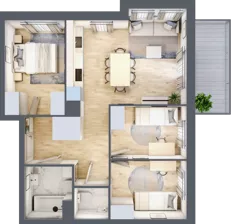 4 pokoje, mieszkanie 61,39 m², piętro 1, oferta nr B3.01.14, Południe Vita etap IV, Gdańsk, Orunia Górna-Gdańsk Południe, ul. Kazimierza Wielkiego 