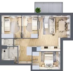 4 pokoje, mieszkanie 63,96 m², piętro 1, oferta nr B3.01.13, Południe Vita etap IV, Gdańsk, Orunia Górna-Gdańsk Południe, ul. Kazimierza Wielkiego 