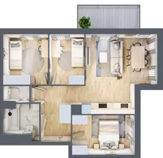 4 pokoje, mieszkanie 63,96 m², piętro 2, oferta nr B3.02.24, Południe Vita etap IV, Gdańsk, Orunia Górna-Gdańsk Południe, ul. Kazimierza Wielkiego 