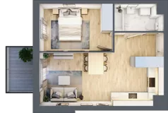2 pokoje, mieszkanie 38,39 m², piętro 1, oferta nr B3.01.11, Południe Vita etap IV, Gdańsk, Orunia Górna-Gdańsk Południe, ul. Kazimierza Wielkiego 