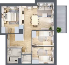 4 pokoje, mieszkanie 61,39 m², piętro 2, oferta nr B3.02.25, Południe Vita etap IV, Gdańsk, Orunia Górna-Gdańsk Południe, ul. Kazimierza Wielkiego 